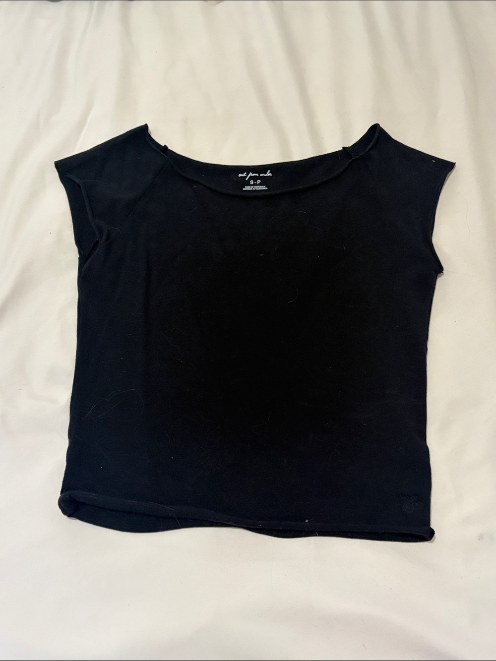 Urban Outfitters Black Cap-Sleeve Crop Top